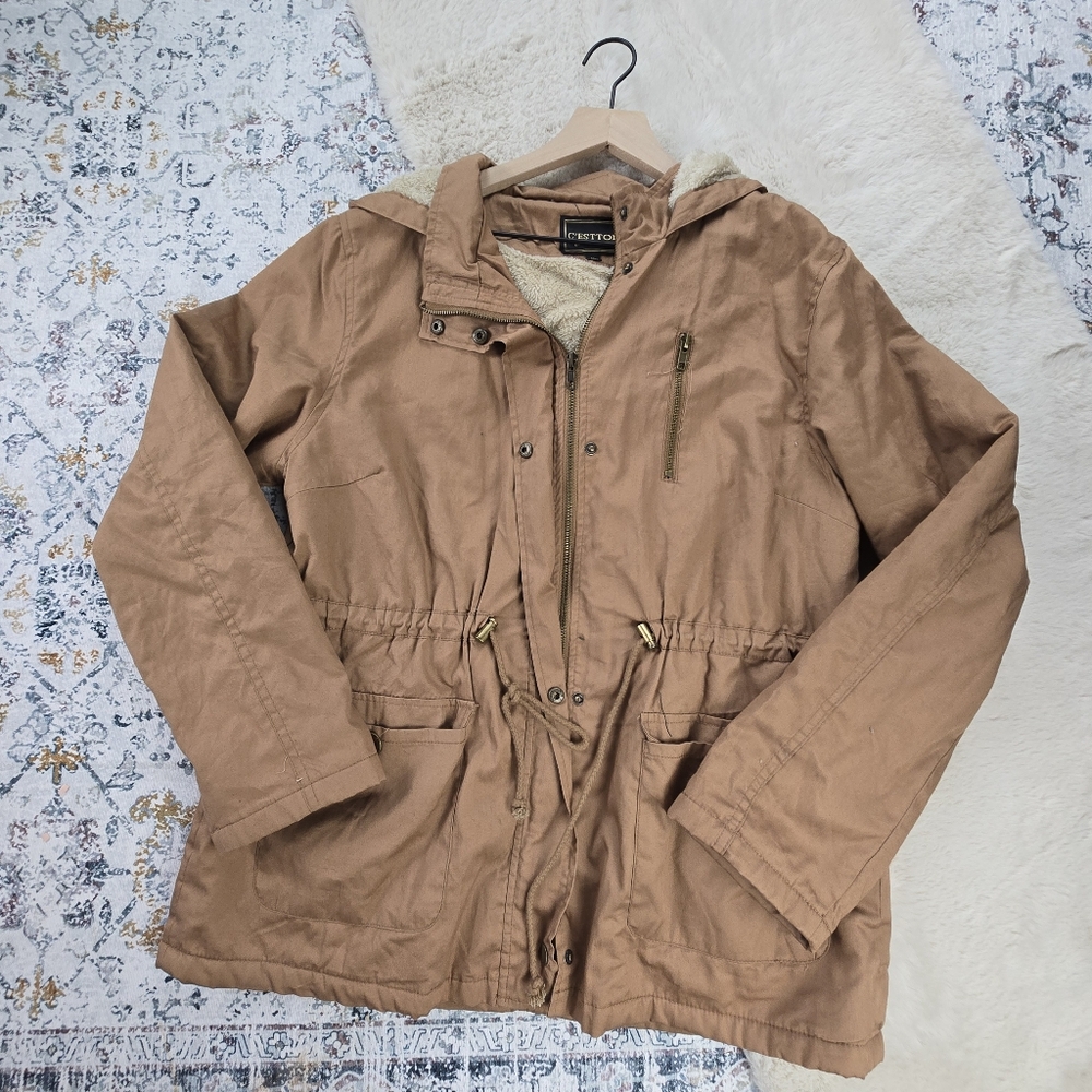 C’est Toi Women’s Full Zip Button Up Hooded Jacket Plus Size 1XL